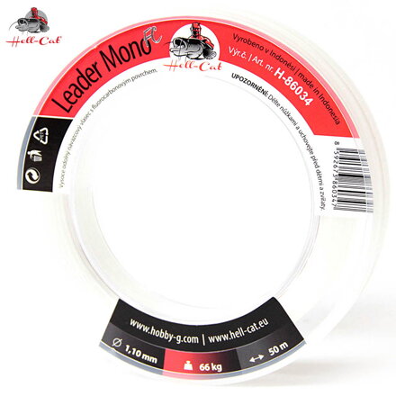 Hell-Cat vlasec nadväzcový Leader Mono fluorocarbon 1,1mm - 50m - 66 kg