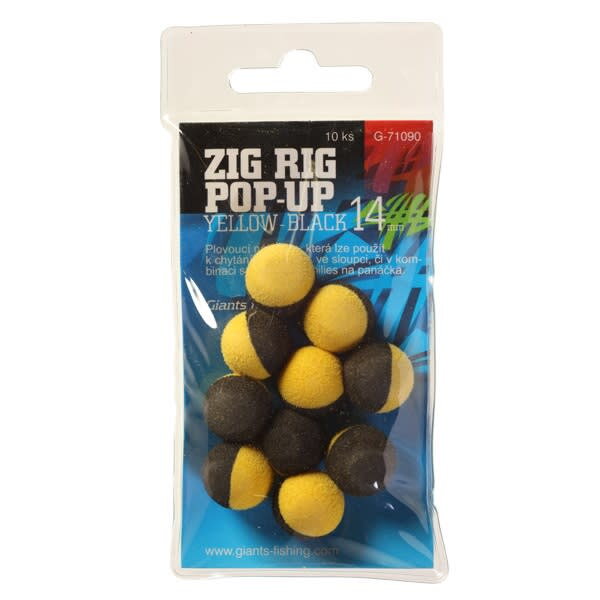 Giants Fishing Penové plávajúce boilies Zig Rig Pop-Up yelow-black 14mm,10ks Giants Fishing Penové plávajúce boilies Zig Rig Pop-Up yelow-black 14mm,10ks