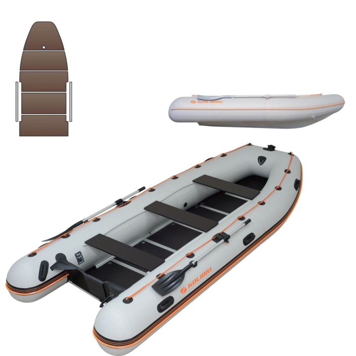 Čln Kolibri KM-450DSL sivý, drevená vystužená podlaha