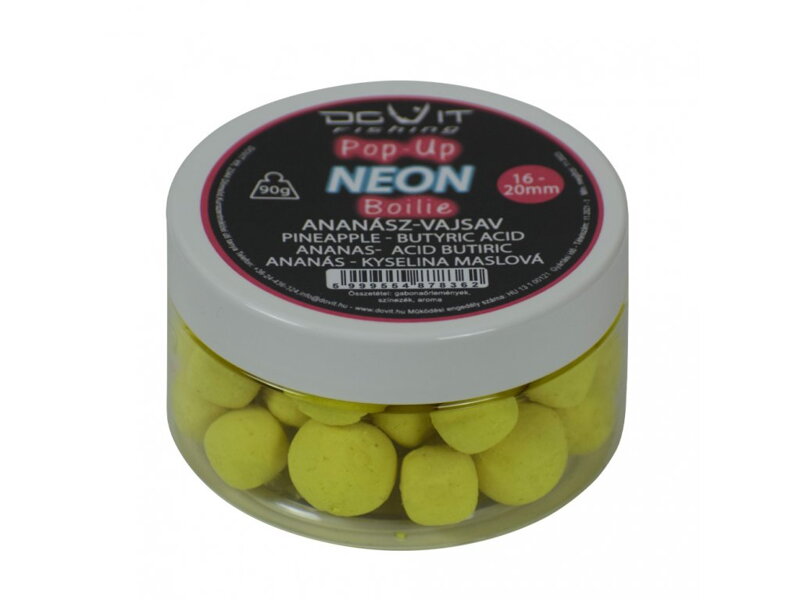 Dovit Pop-Up Neon Boilie 16-20mm - Ananás-Kyselina Maslová Dovit Pop-Up Neon Boilie 16-20mm - Ananás-Kyselina Maslová