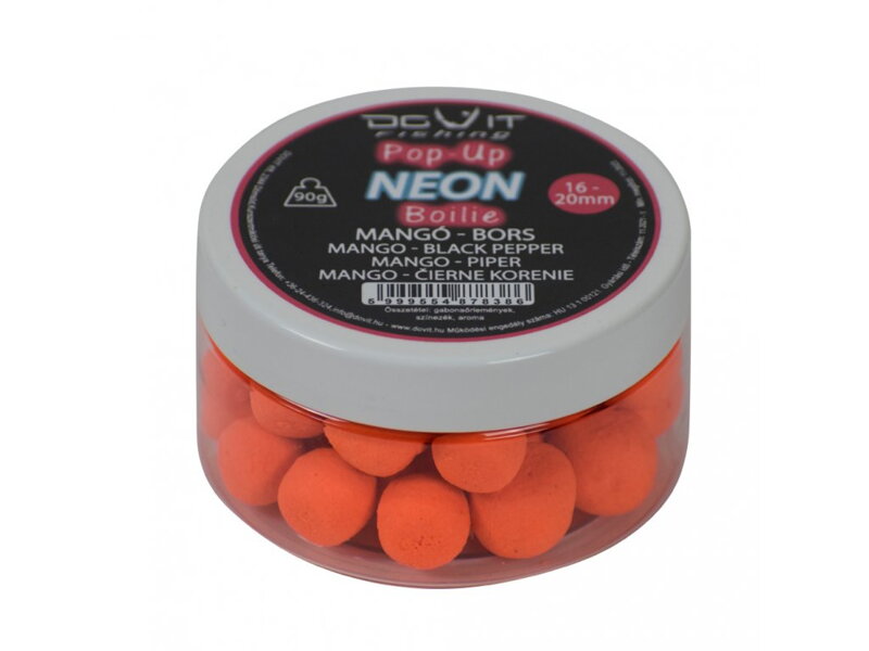 Dovit Pop-Up Neon Boilie 16-20mm - Mango-Čierne Korenie Dovit Pop-Up Neon Boilie 16-20mm - Mango-Čierne Korenie