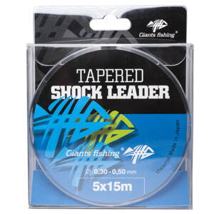 Giants Fishing Kónický šokový vlasec Tapered Shock Leader 5 x 15 m / 0,30 - 0,50 mm