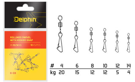 Delphin Rollings swivel with Hooked snap - BN/12