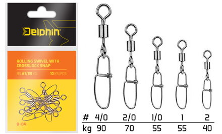 Delphin Rolling swivel with Crosslock snap - BN/1/0, 55kg