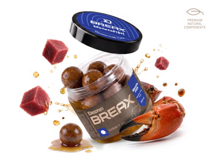 Boilies v dipe Delphin BreaX/MonstaFISH - Monster Krab-Tuniak/16mm/200ml