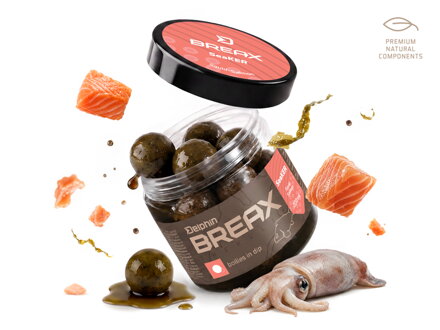 Boilies v dipe Delphin BreaX/SeaKER - Squid-Losos/16mm/200ml
