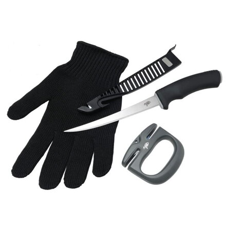 Sada Giants Fishing nôž, rukavice a brúska Combo Filet