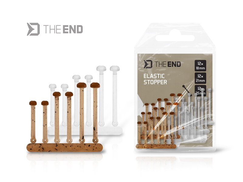 Elastická zarážka Delphin THE END / 36ks - 18,21,25 mm / Ground+Clear