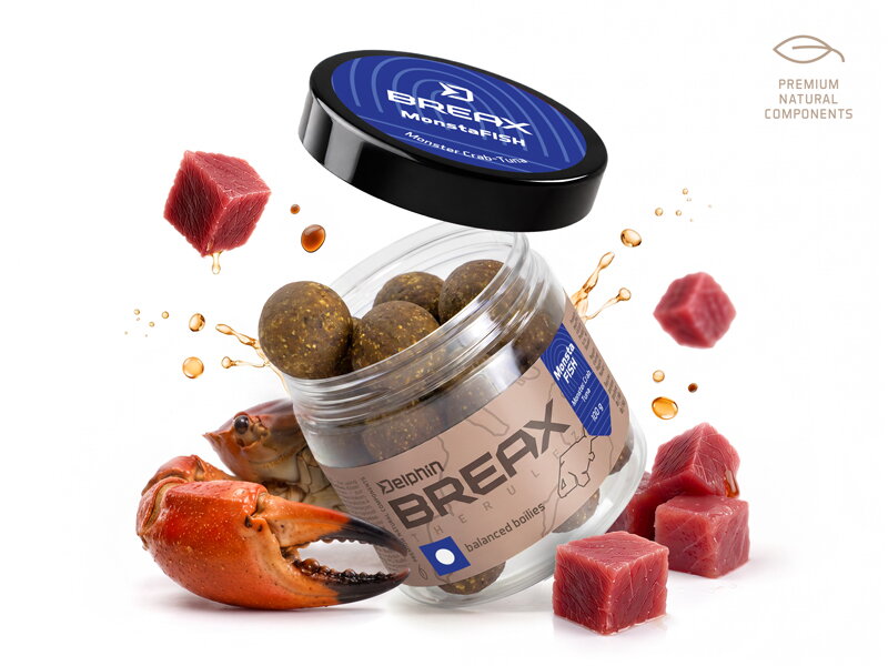 Vyvážené boilies Delphin BreaX/MonstaFISH - Monster Krab-Tuniak/20mm/100g