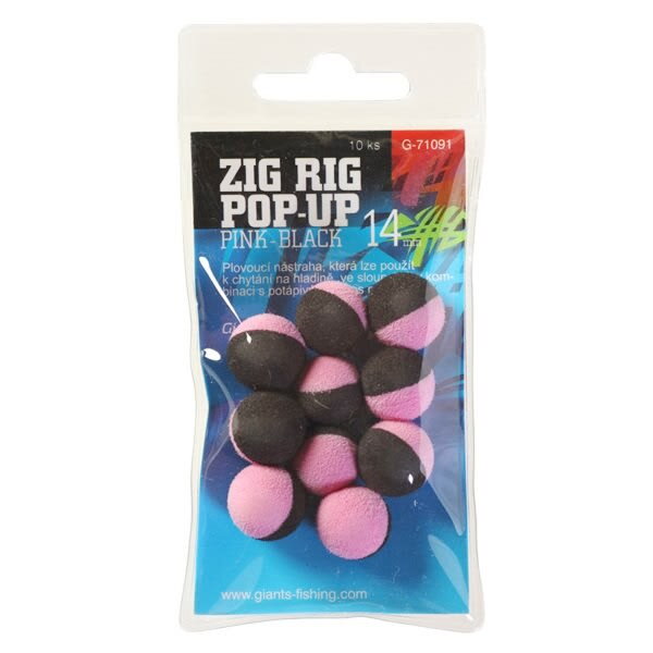 Giants Fishing Penové plávajúce boilies Zig Rig Pop-Up pink-black 10mm,10ks Giants Fishing Penové plávajúce boilies Zig Rig Pop-Up pink-black 10mm,10ks