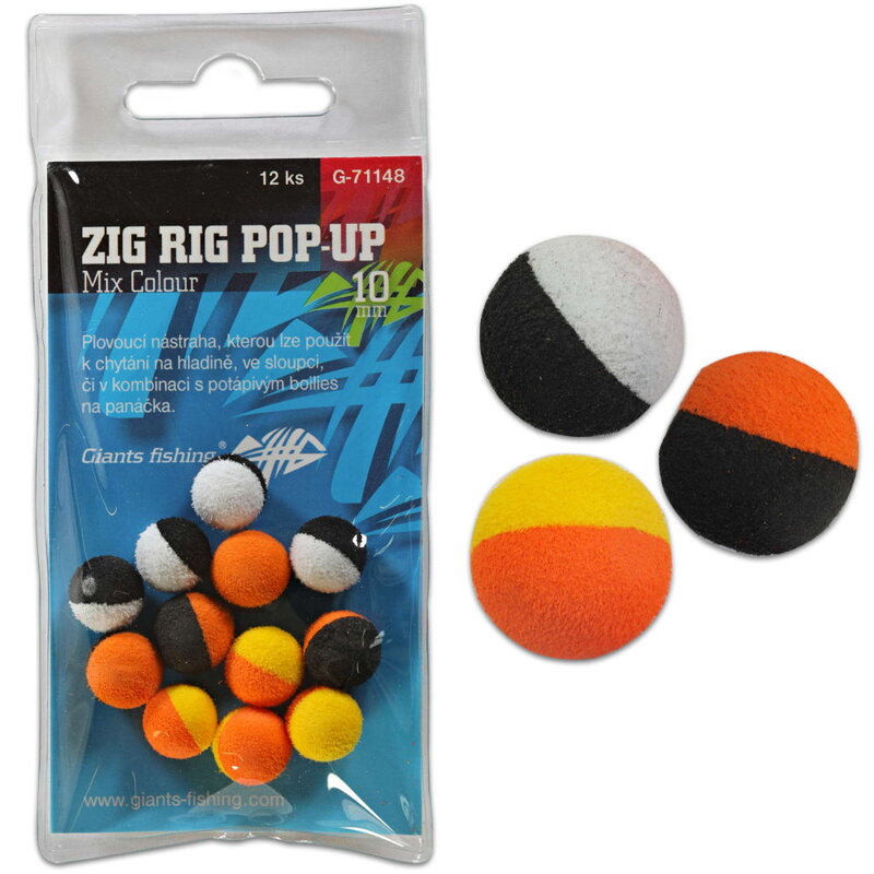 Giants Fishing Penové plávajúce boilies Zig Rig Pop-Up mix colour 14mm,12ks Giants Fishing Penové plávajúce boilies Zig Rig Pop-Up mix colour 14mm,12ks
