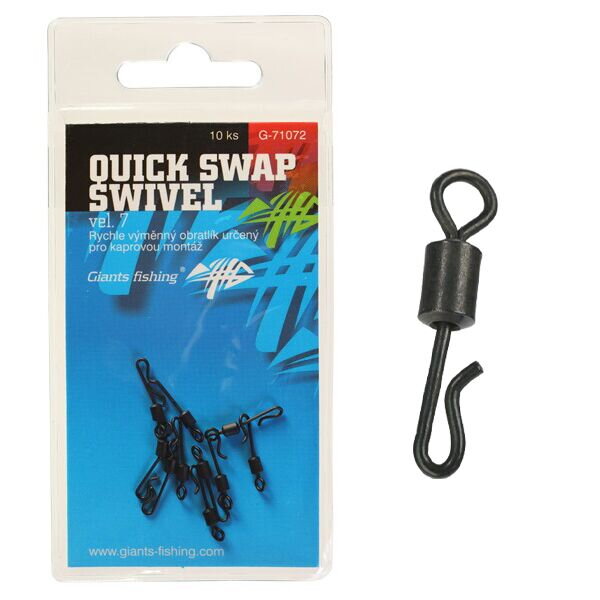 Giants Fishing Rýchlovýmenný obratlík Quick Swap Swivel, UK.7 (vel.12 EU )/10ks
